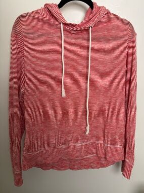 J.CREW Red & White Striped Beach Hoodie | M